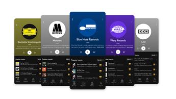 A selection of Qobuz's Label playlists, on phone screens