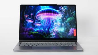 Lenovo ThinkBook VertiFlex Concept-bärbar dator visad i liggande läge