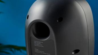 the majority d80 speakers, a pair of black egg-shaped speakers with mesh casing, HDMI, bluetooth, aux connectivity