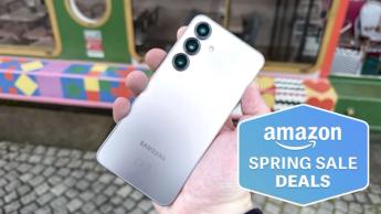 Promotionalbillede til Amazon forårssalg med Galaxy S25-telefonen