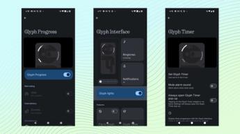 Capturas de tela da interface Glyph do Nothing Phone 3a Pro