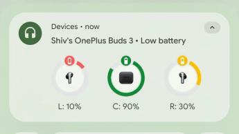 Android-hörlurar med batterinivåindikator på skärmen
