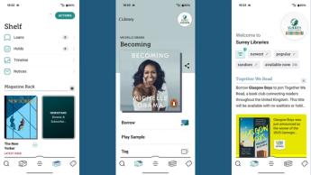 Libby-appens startsida med alternativ för e-böcker och ljudböcker