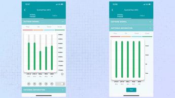 Capturas de tela do aplicativo de reforço de sinal de celular SureCall Flare 3.0