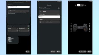 En serie skärmdumpar som visar hur du byter och anpassar spelprofiler på Backbone Pro-kontrollen