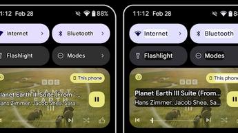 Two side-by-side screenshots displaying the old and new high-contrast text options on Android 16