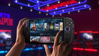Digital gengivelse af Lenovo Legion Go 2 håndholdt spillekonsol med SteamOS-grænseflade