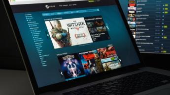Steam-butiken visas på en Windows-laptop
