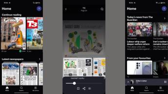 Readly-appens gränssnitt som visar digitala magasin