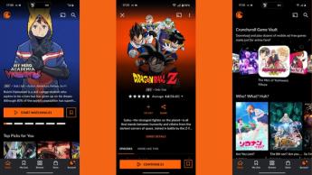Crunchyrolls streamingplattform med användargränssnitt som visar animeutbud
