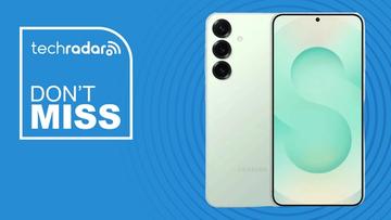 O smartphone Samsung Galaxy S25 exibido sobre um fundo azul com as palavras 'Não perca'