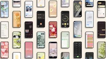 Android 12-logotyp på en smarttelefonskärm