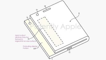 En patentillustration som visar en vikbar iPhone-design
