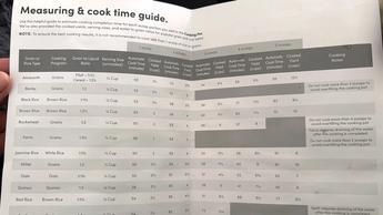 Hoja guía de tiempos de cocción para la arrocera y vaporera Nutribullet EveryGrain