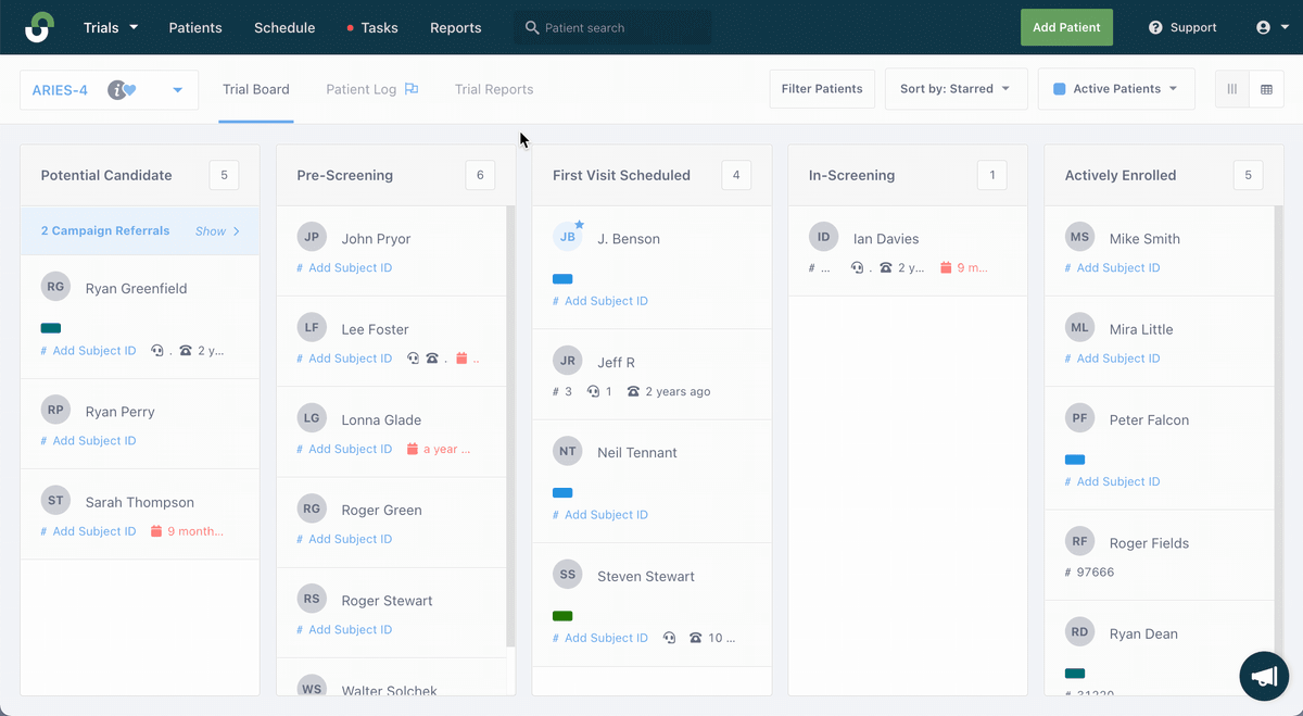 I/E Criteria module within the patient profile