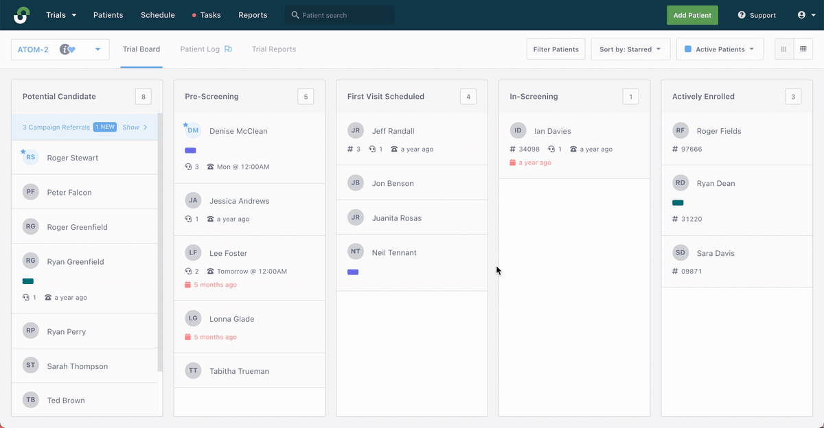 Moving participant across board