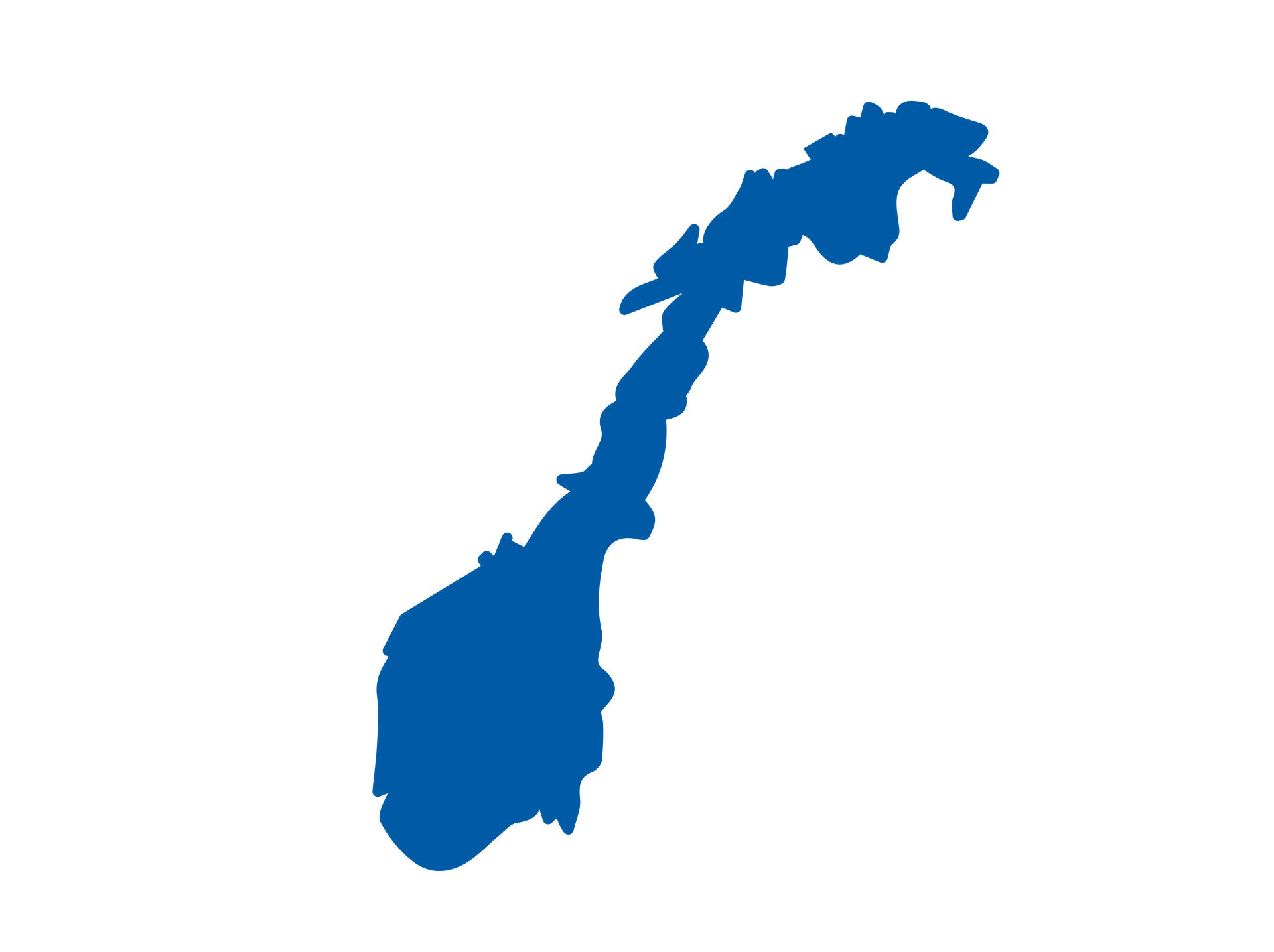 Illustrasjon av ensfarget, blått Norgeskart