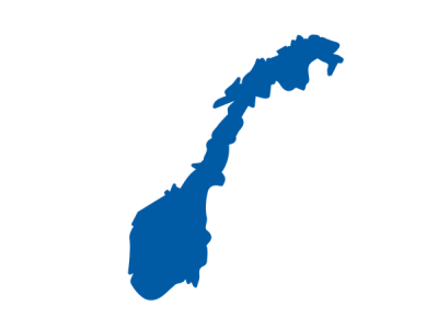 Illustrasjon av ensfarget, blått Norgeskart