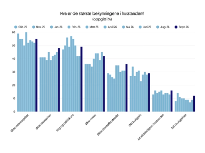 Boligbarometer 2026 september graf som viser hva respondentene mener er de største bekymringene i husstanden