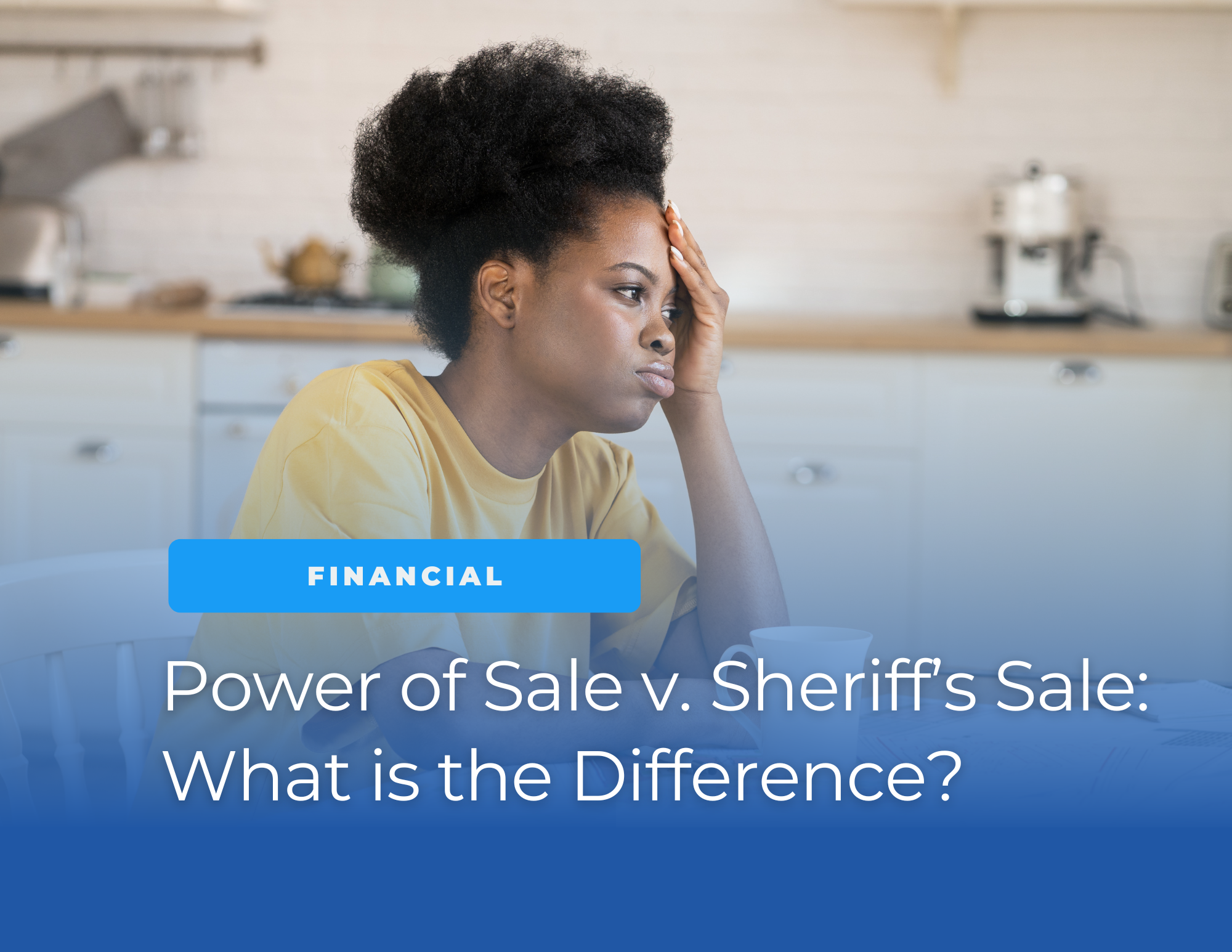 stressed woman looking off into the distance with financial papers in front of her