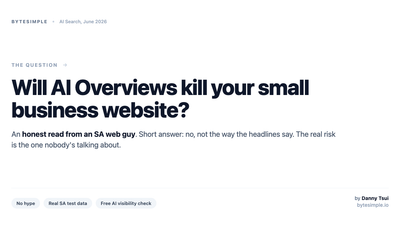 ByteSimple cover graphic asking will AI Overviews kill your small business website