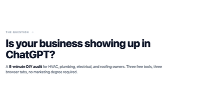 ChatGPT search results showing named local businesses with cited sources — illustration of AI visibility for home services owners