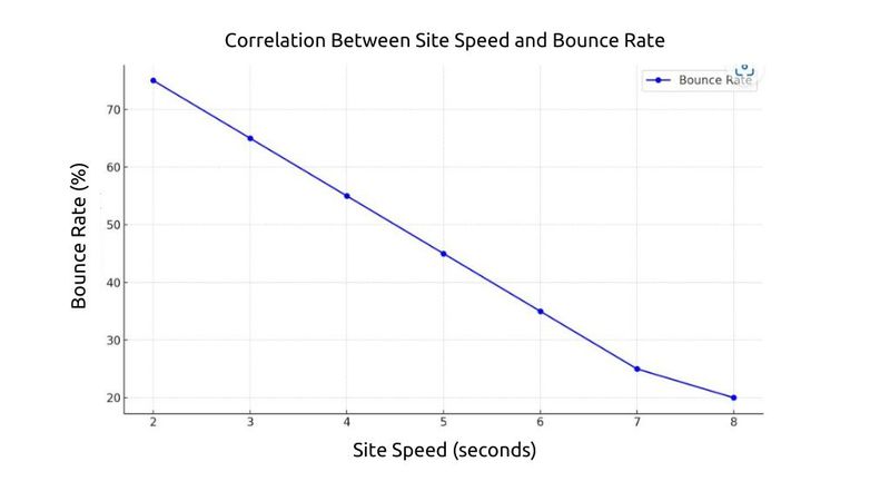 Line graph showing how higher site speed correlates with lower bounce rates.
