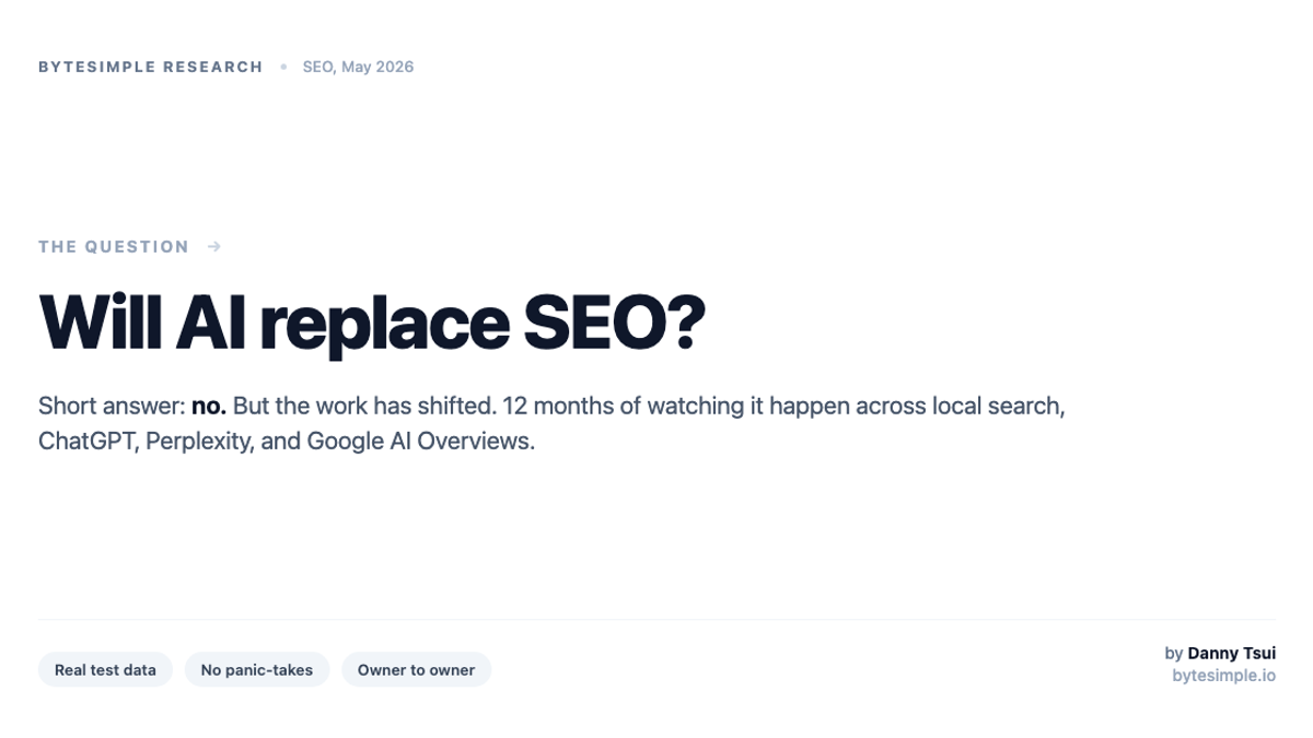 Will AI replace SEO? 12 months of watching it happen — ByteSimple research, May 2026