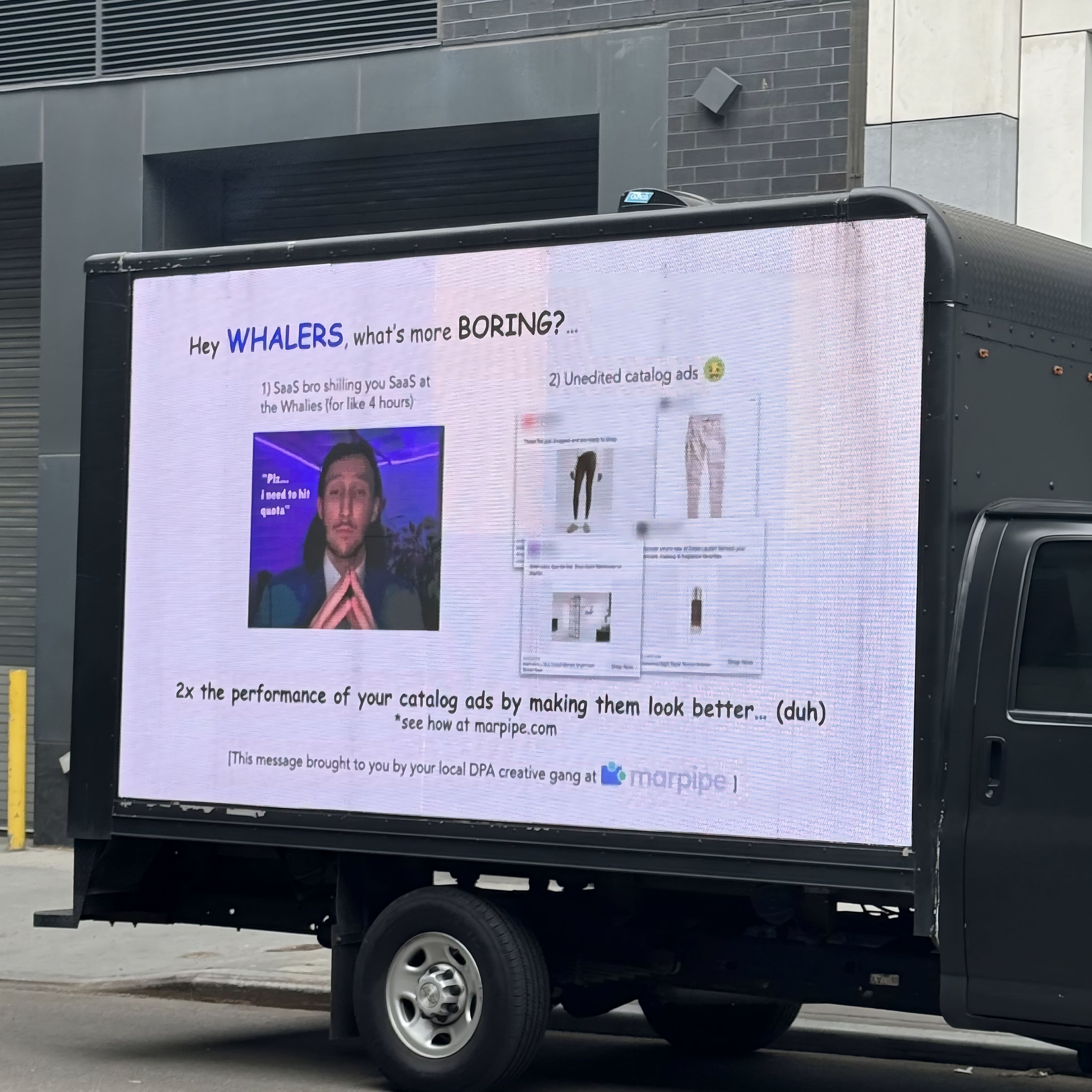 Real-world example of an advertising truck at popular tech conference