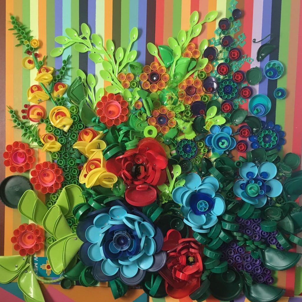 Recycled flower sculpture