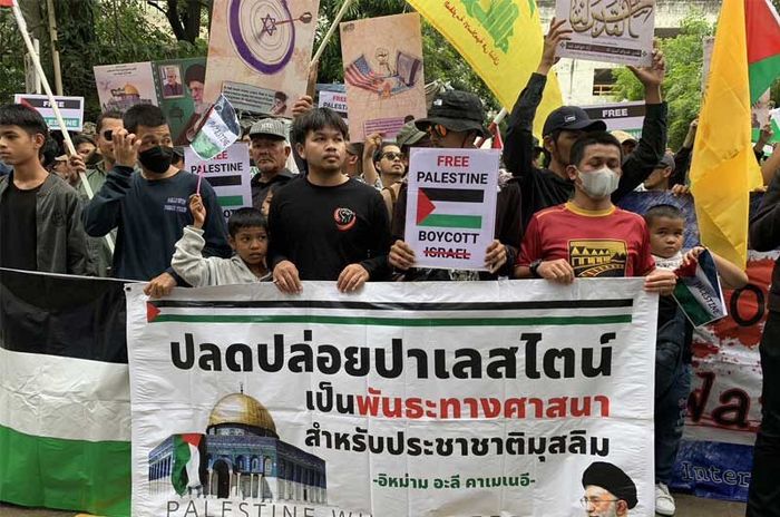10월 21일 방콕에서 열린 팔레스타인 연대 집회