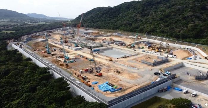 이시가키섬에 건설중인 육상자위대 미사일부대 기지(2021년 12월)