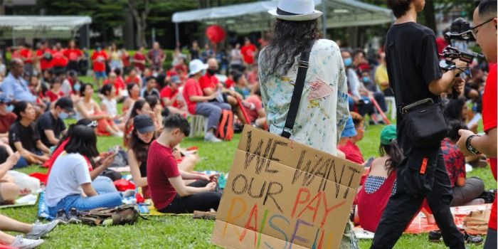 2023년 5월 1일 싱가포르 홍림공원에서 열리 노동절 집회