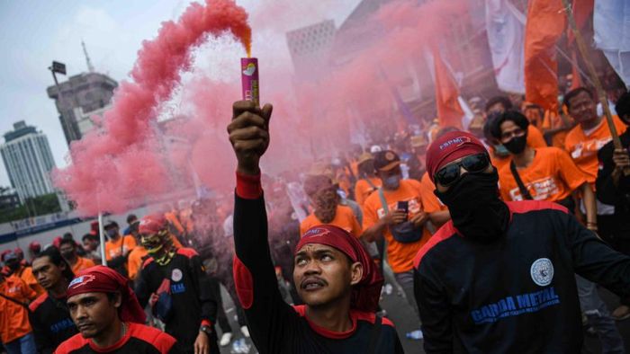 2023년 인도네시아 자카르타 도심에서 열린 노동절 집회