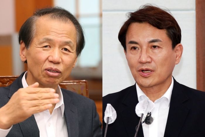 '레고랜드발 금융위기'를 두고 공방을 펼친 두 정치인, 최문순과 김진태 (좌측부터)