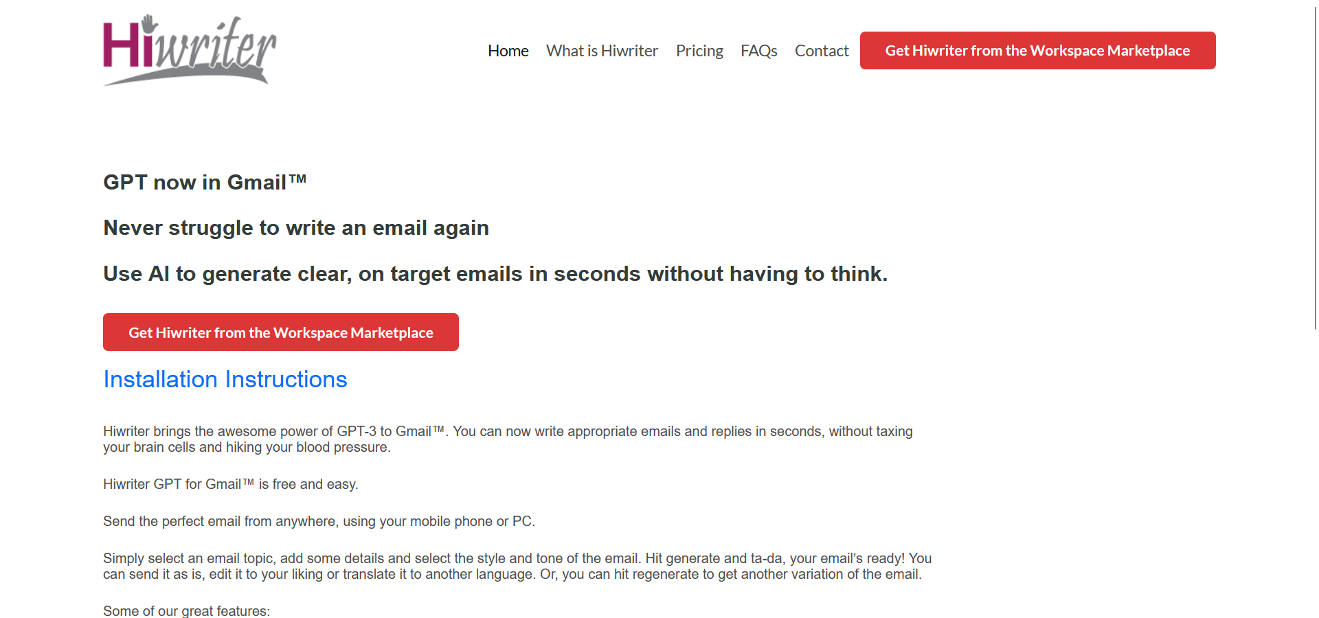 Hiwriter GPT para Gmail