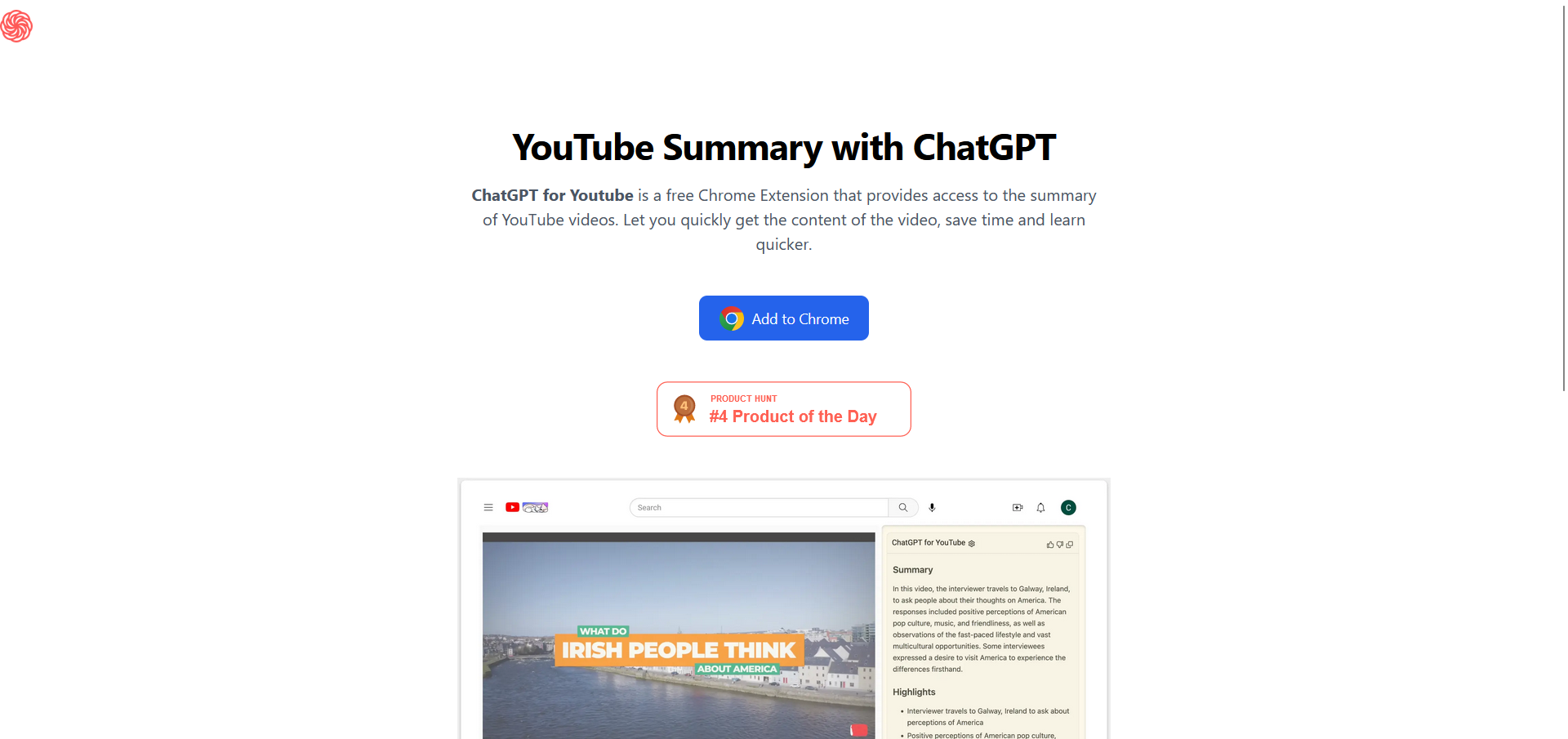ChatGPT pour Youtube