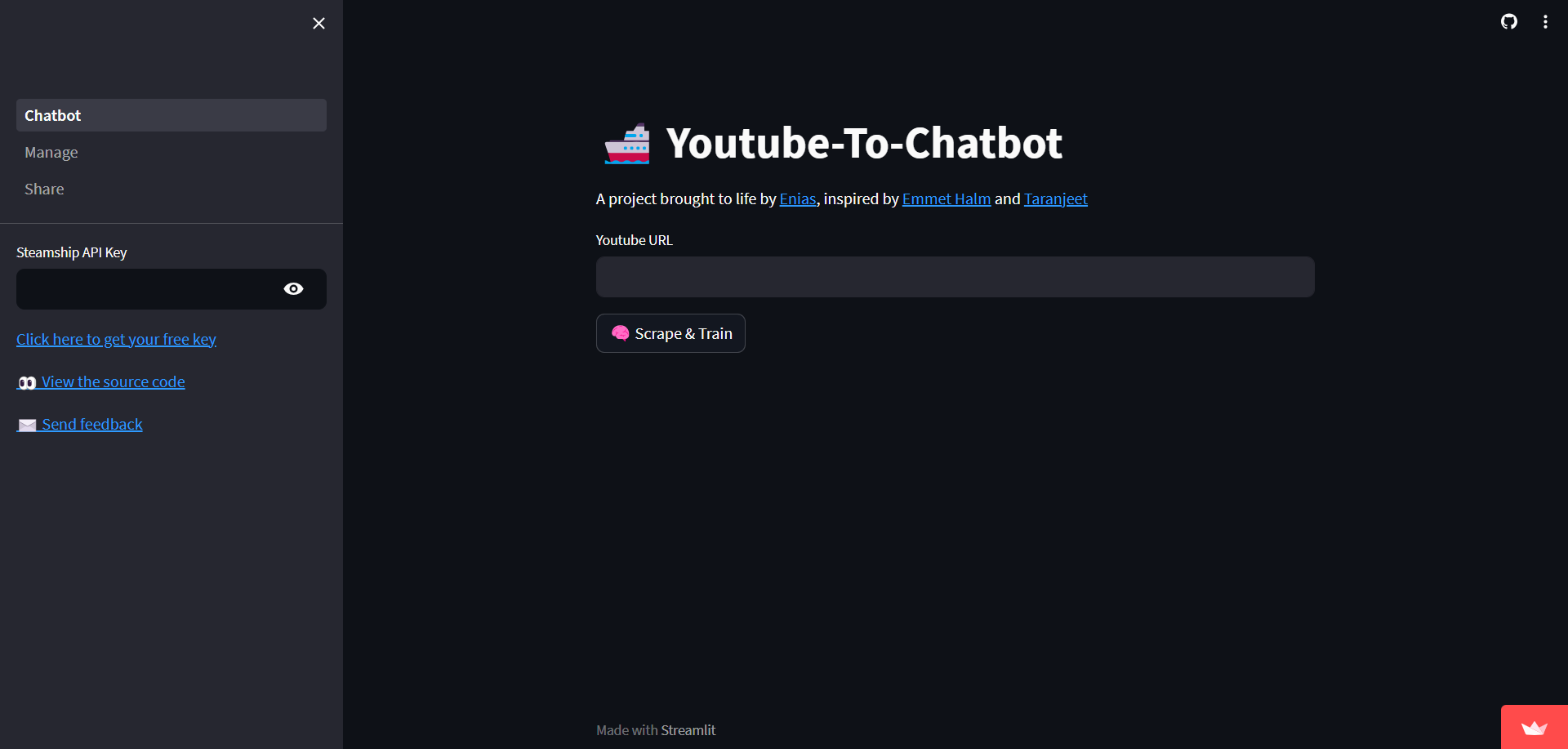 YouTube vers chatbot