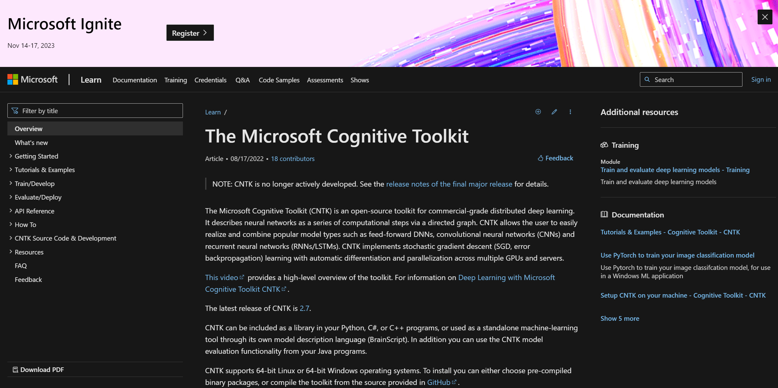 Microsoft Cognitive Toolkit