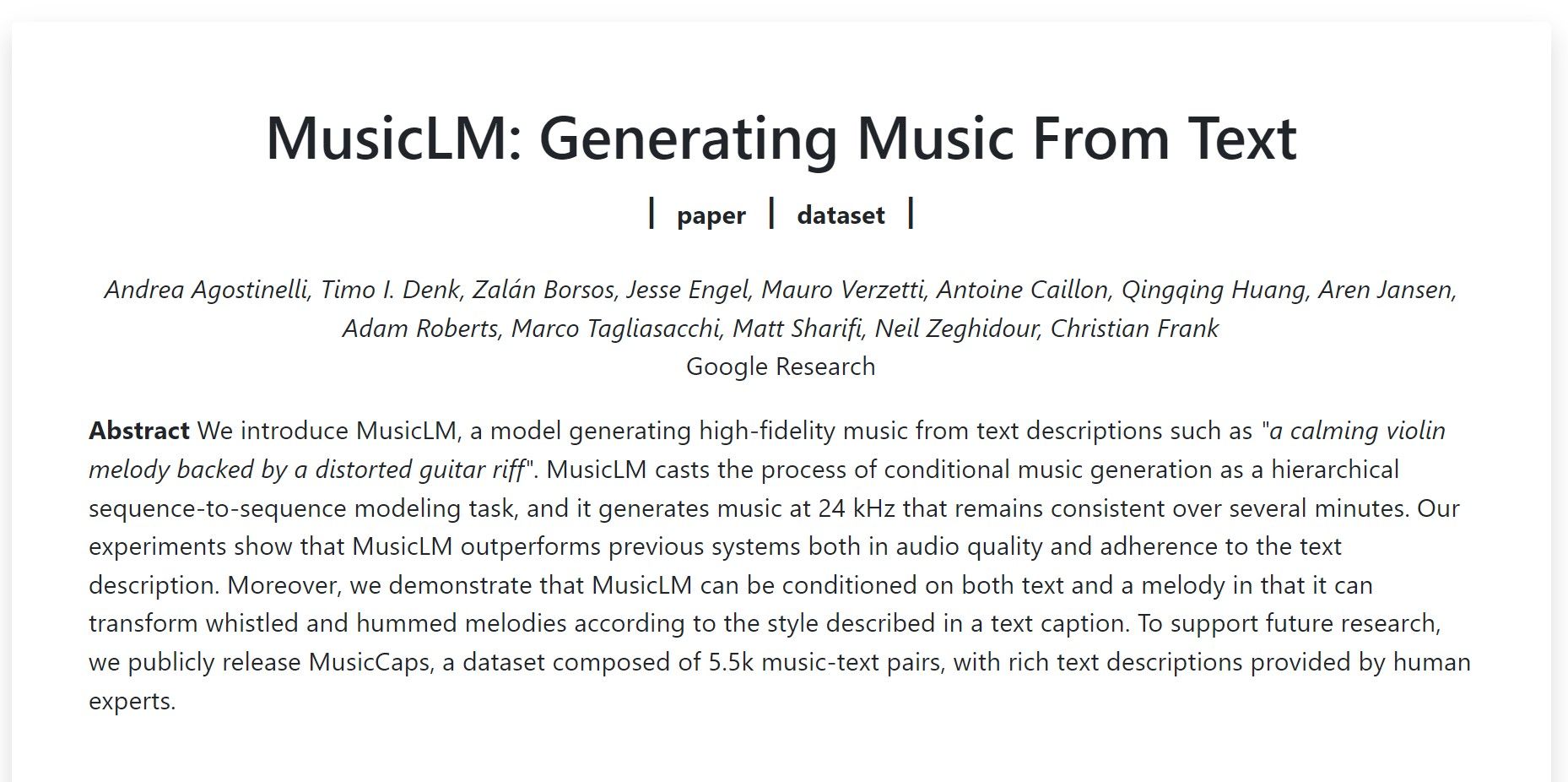 Recent Update and Overview of MusicLM for 2024