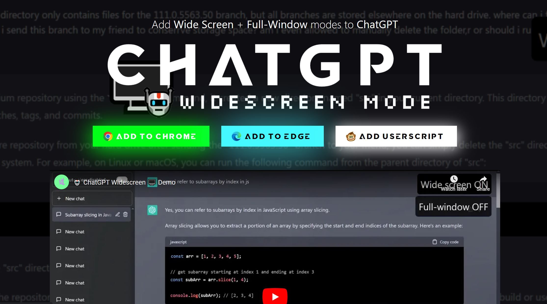 وضع ChatGPT Widescreen