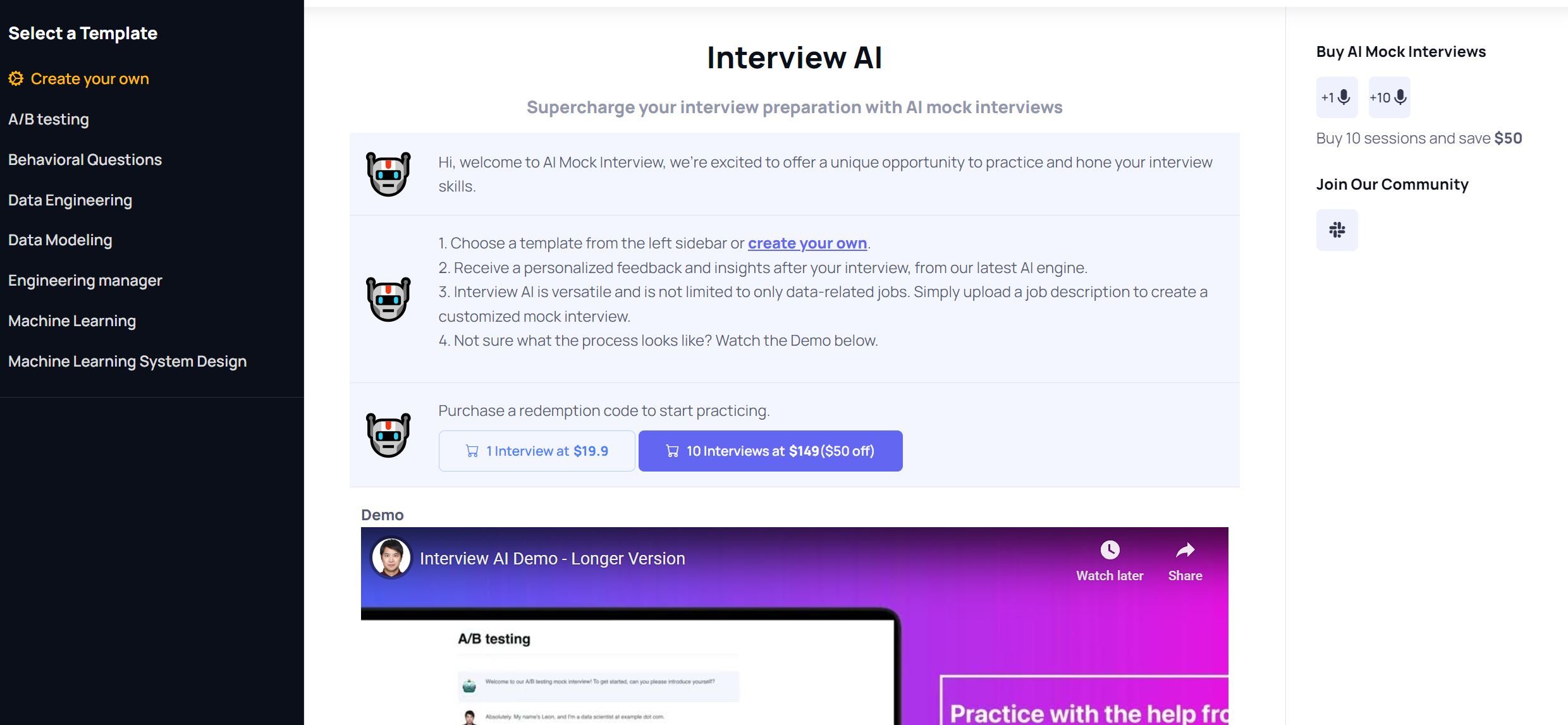 Entrevista simulada de IA