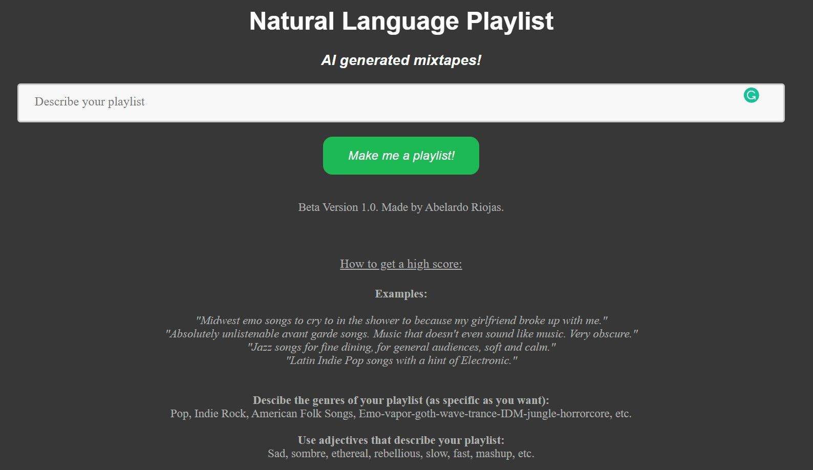 Wiedergabeliste für natürliche Sprache