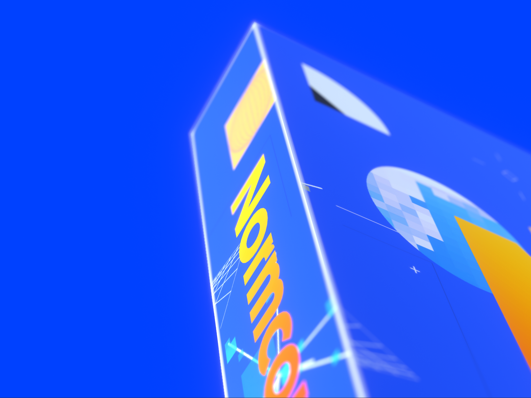 Closeup of Normcore Public box on a blue background