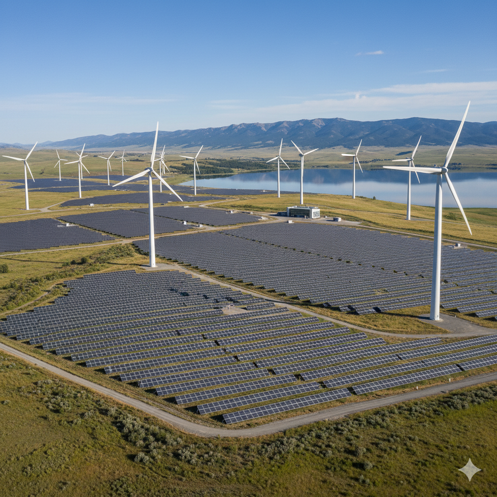 Photovoltaikanlage mit Windrädern