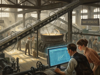 Unternehmer und Unternehmerin in einem Fabrikgebäude mit Blick auf einen Überwachungsmonitor