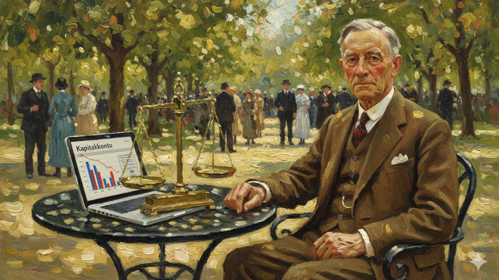 Mann mit Waage und Laptop (Kapitalkonto); Ertragsteuerliche Behandlung von Provisionserstattungen bei Beteiligungen.