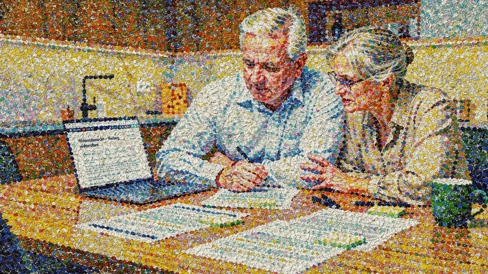 Ein Ehepaar prüft gemeinsam Vertragsunterlagen
