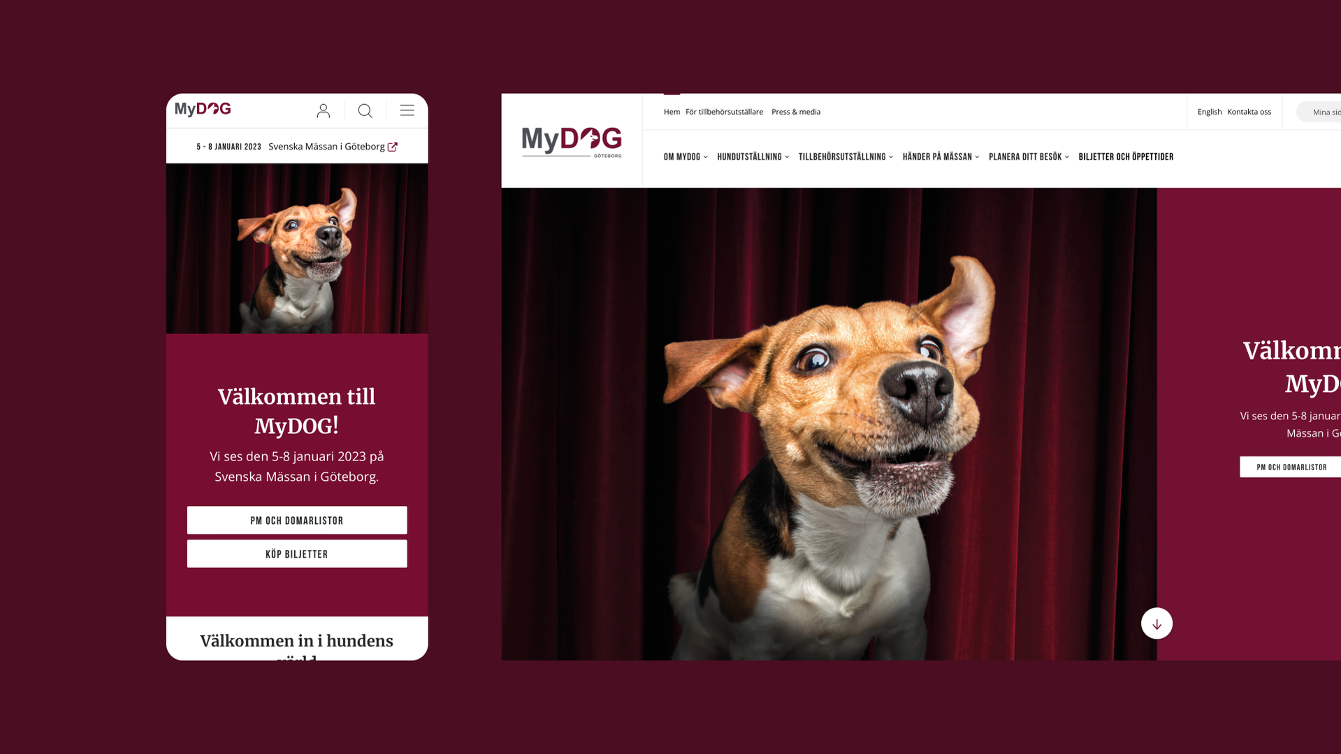 MyDog mobil- och desktopsajter