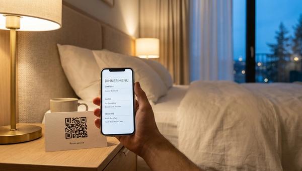 Hotell: en rumskorts-QR som ändras genom dygnet